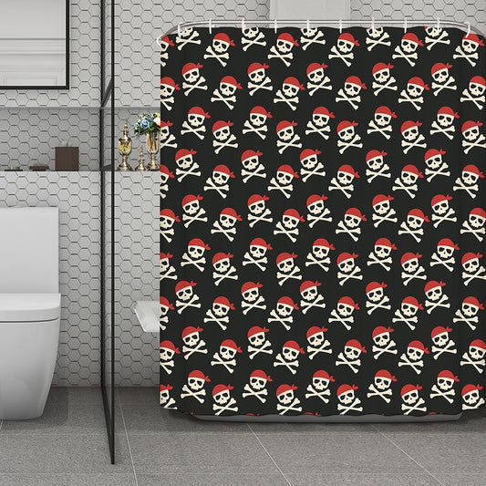 Pirate Skull Crossbones Pattern Print Polyester Shower Curtain