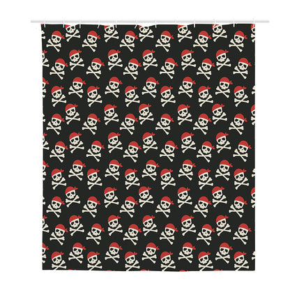 Pirate Skull Crossbones Pattern Print Polyester Shower Curtain