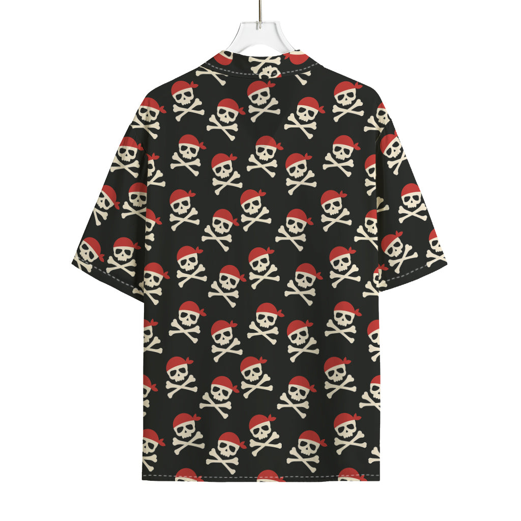 Pirate Skull Crossbones Pattern Print Rayon Hawaiian Shirt