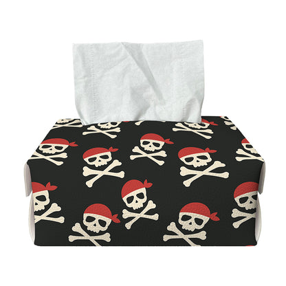Pirate Skull Crossbones Pattern Print Rectangle Tissue Box Cover