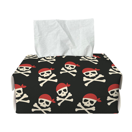 Pirate Skull Crossbones Pattern Print Rectangle Tissue Box Cover