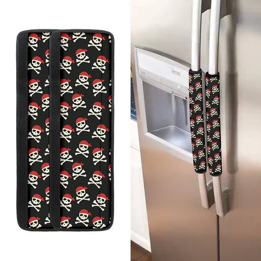 Pirate Skull Crossbones Pattern Print Refrigerator Handle Covers