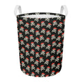 Pirate Skull Crossbones Pattern Print Round Laundry Basket