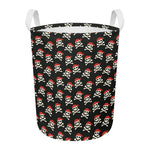 Pirate Skull Crossbones Pattern Print Round Laundry Basket