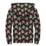 Pirate Skull Crossbones Pattern Print Sherpa Lined Zip Up Hoodie