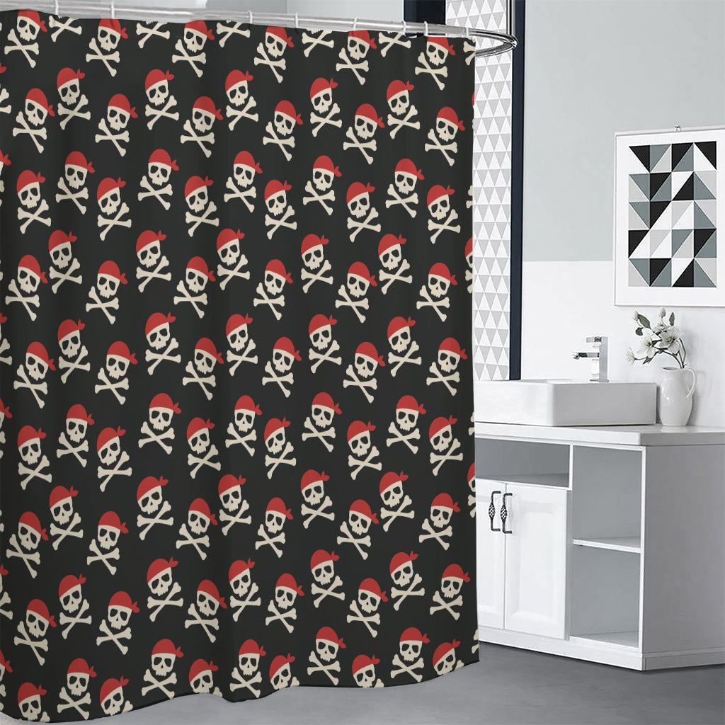 Pirate Skull Crossbones Pattern Print Shower Curtain