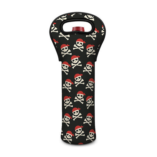 Pirate Skull Crossbones Pattern Print Single Neoprene Wine Tote