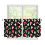 Pirate Skull Crossbones Pattern Print Tier Curtains