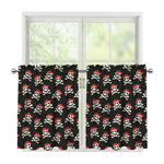 Pirate Skull Crossbones Pattern Print Tier Curtains