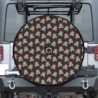 Pirate Skull Crossbones Pattern Print Tire Cover With Camera Hole