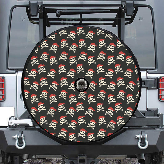 Pirate Skull Crossbones Pattern Print Tire Cover With Camera Hole