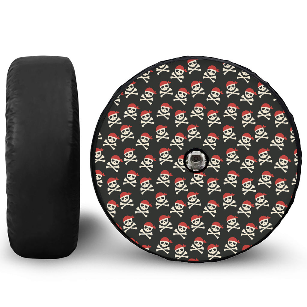 Pirate Skull Crossbones Pattern Print Tire Cover With Camera Hole