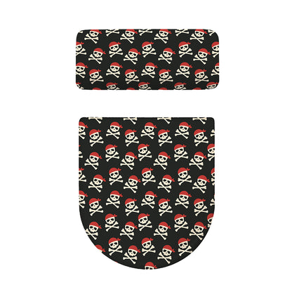 Pirate Skull Crossbones Pattern Print Toilet Lid And Tank Cover Set