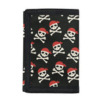 Pirate Skull Crossbones Pattern Print Trifold Wallet