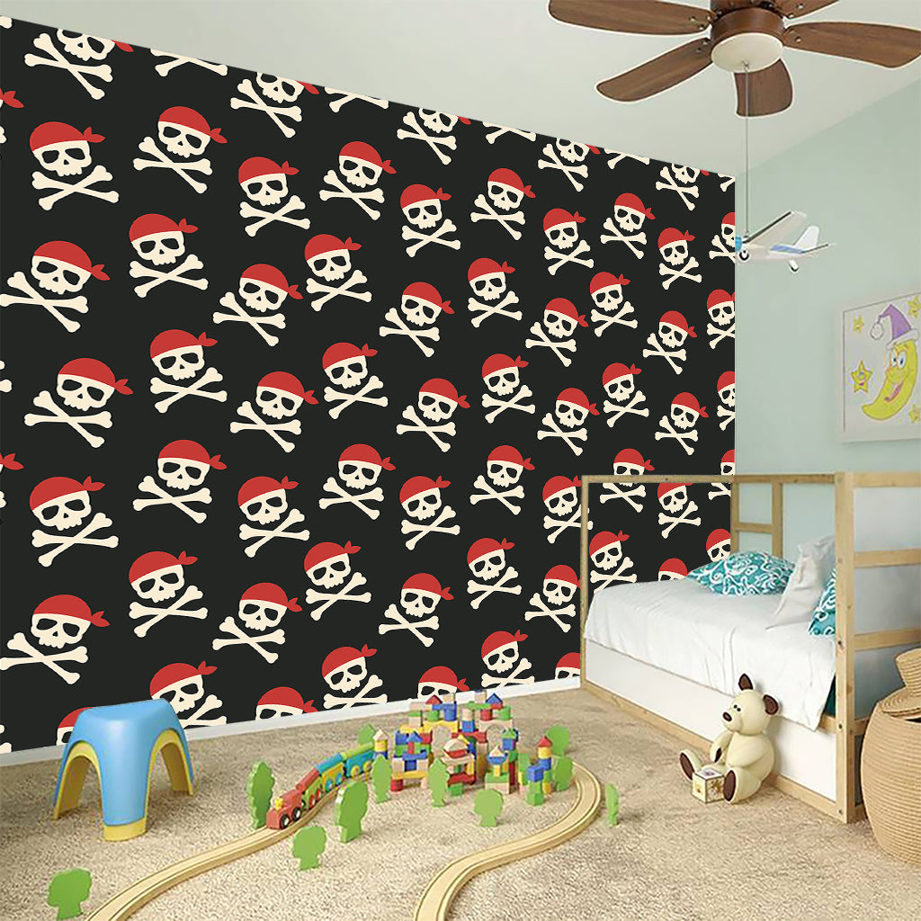 Pirate Skull Crossbones Pattern Print Wall Sticker