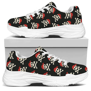 Pirate Skull Crossbones Pattern Print White Chunky Shoes