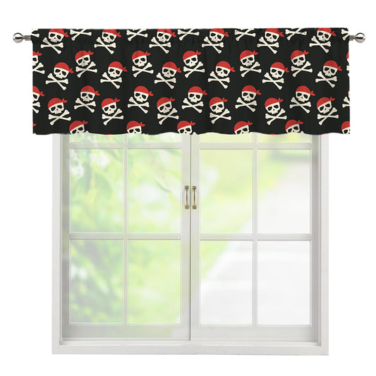 Pirate Skull Crossbones Pattern Print Window Valance