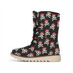 Pirate Skull Crossbones Pattern Print Winter Boots