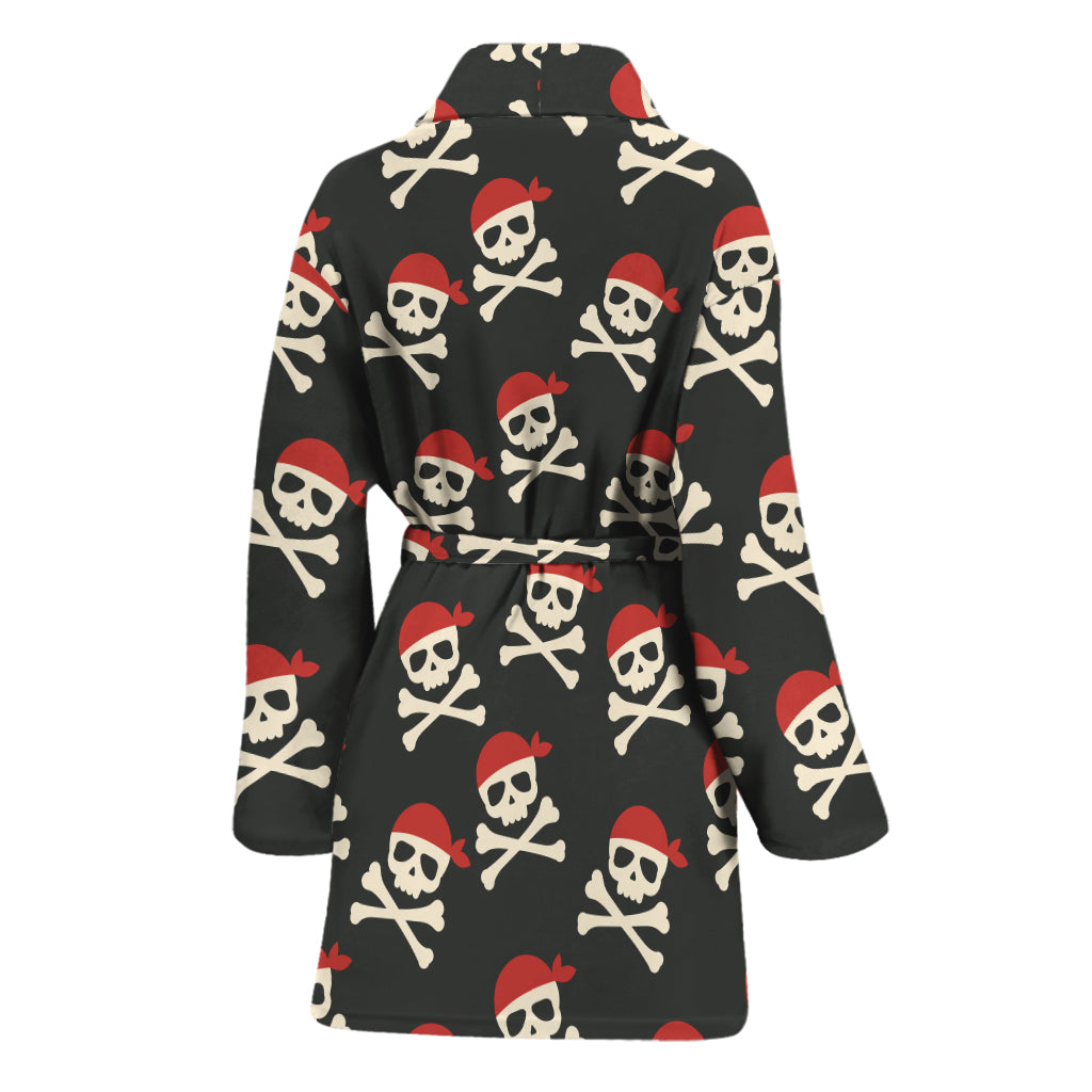 Pirate Skull Crossbones Pattern Print Women's Bathrobe