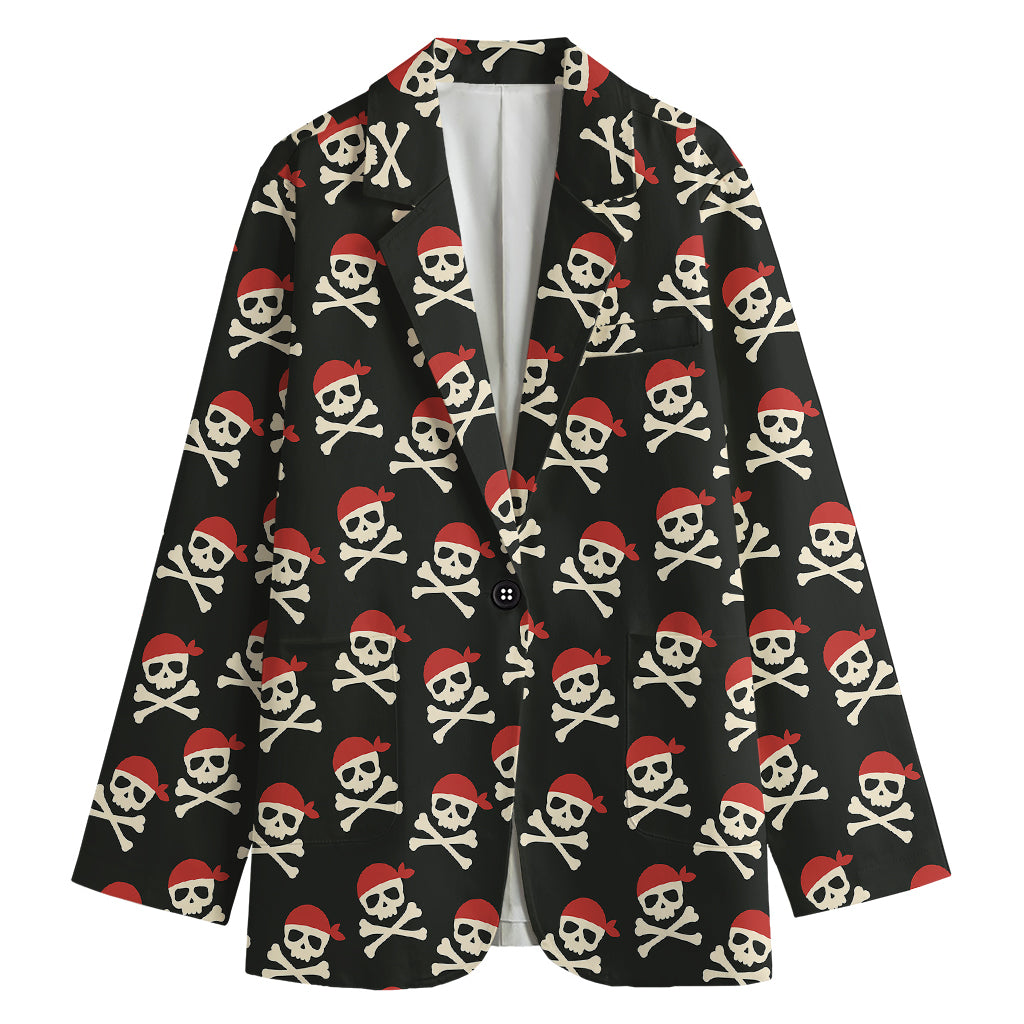 Pirate Skull Crossbones Pattern Print Women's Blazer