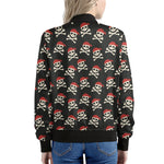 Pirate Skull Crossbones Pattern Print Women's Bomber Jacket