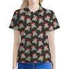 Pirate Skull Crossbones Pattern Print Women's Polo Shirt