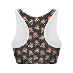 Pirate Skull Crossbones Pattern Print Women's Sports Bra