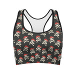 Pirate Skull Crossbones Pattern Print Women's Sports Bra