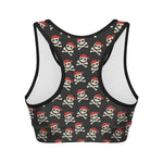 Pirate Skull Crossbones Pattern Print Women's Sports Bra