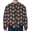 Pirate Skull Crossbones Pattern Print Zip Sleeve Bomber Jacket