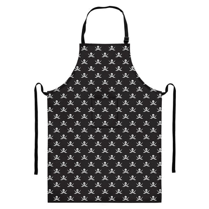 Pirate Skull Symbol Pattern Print Bib Apron With Pocket
