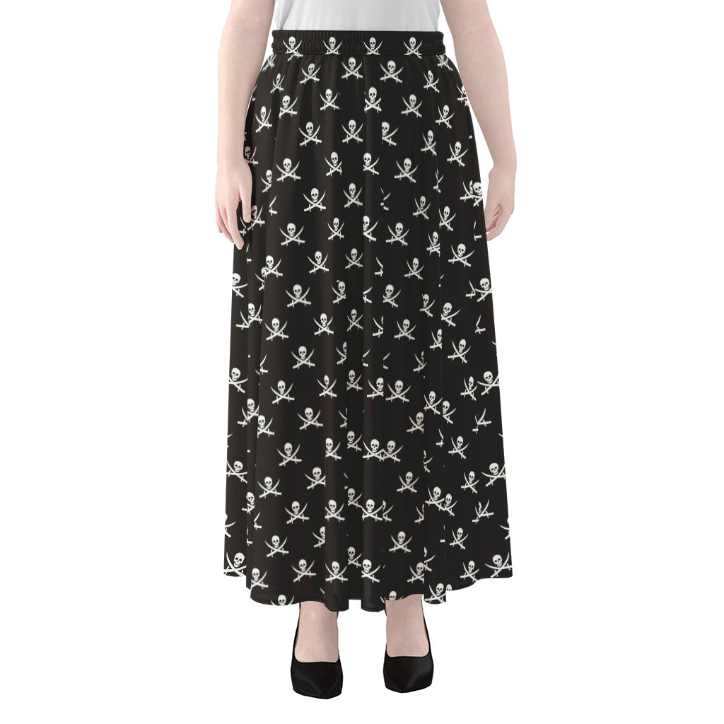 Pirate Skull Symbol Pattern Print Chiffon Maxi Skirt