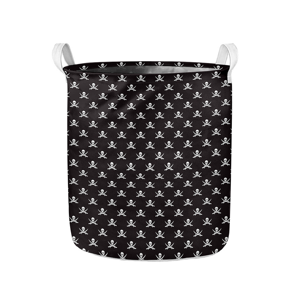 Pirate Skull Symbol Pattern Print Collapsible Laundry Basket