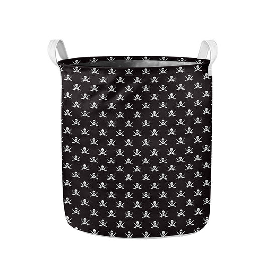 Pirate Skull Symbol Pattern Print Collapsible Laundry Basket