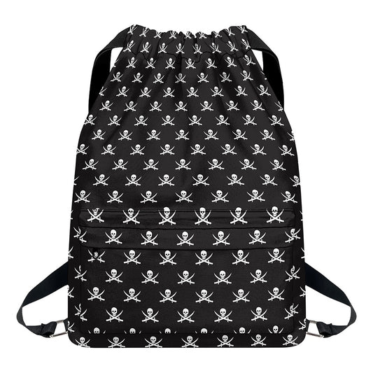 Pirate Skull Symbol Pattern Print Drawstring Backpack