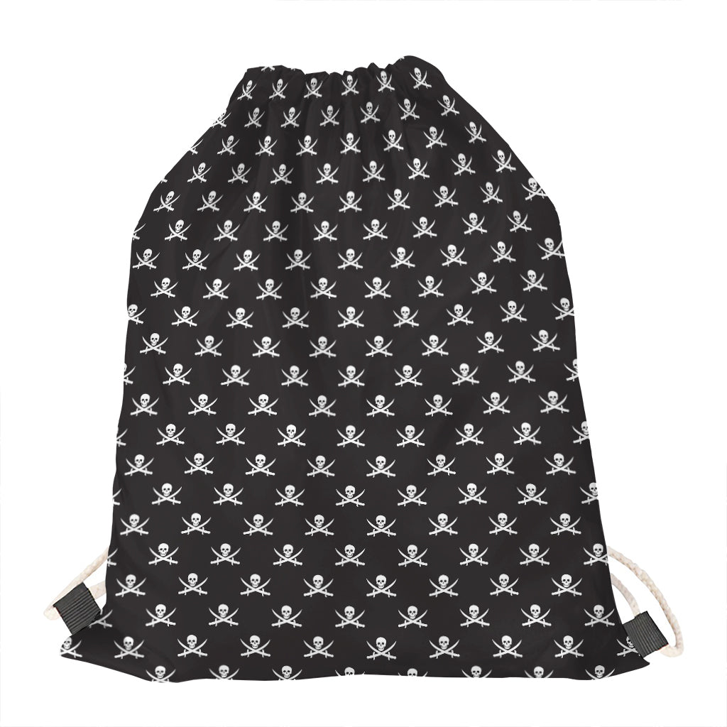 Pirate Skull Symbol Pattern Print Drawstring Bag