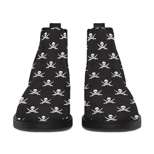 Pirate Skull Symbol Pattern Print Flat Ankle Boots