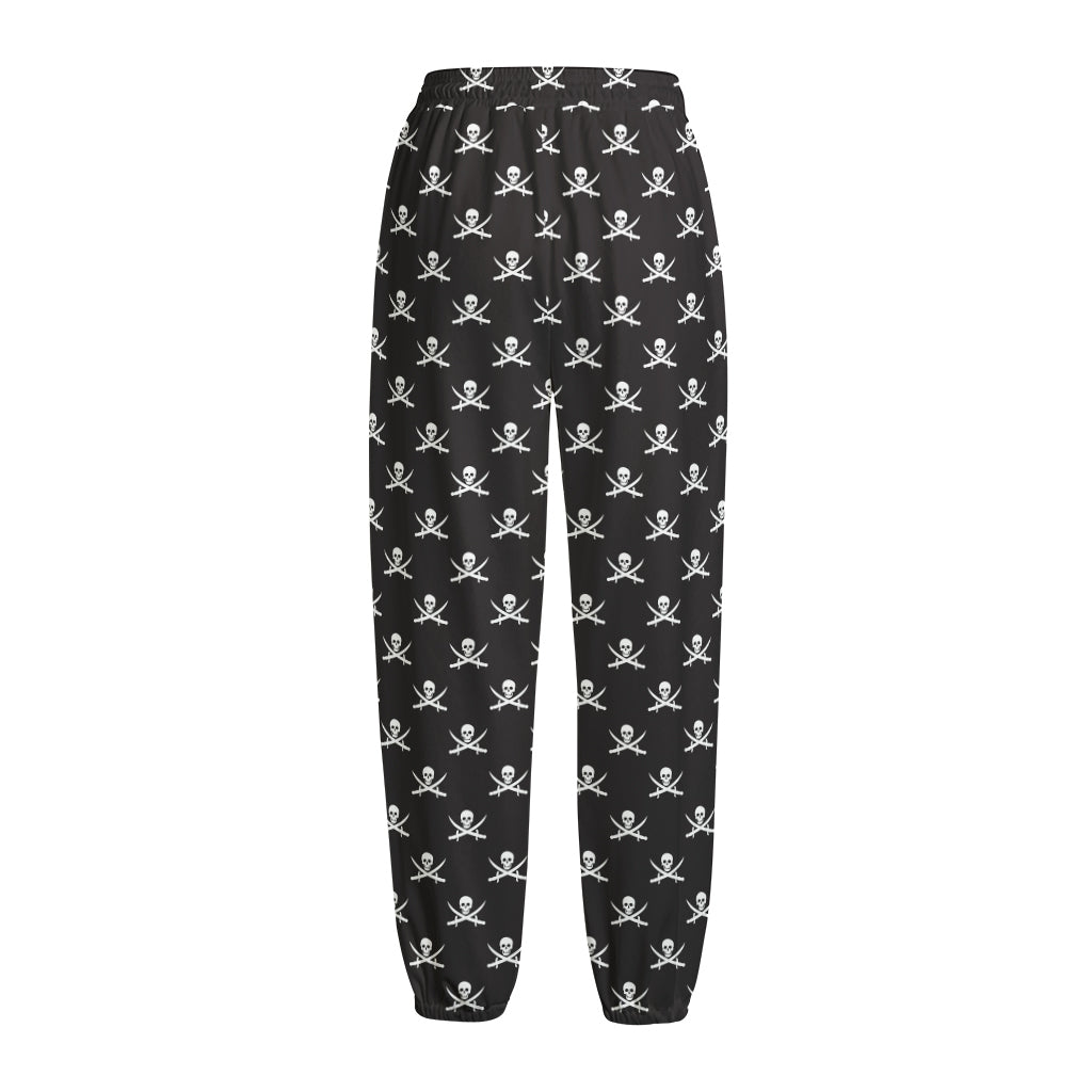 Pirate Skull Symbol Pattern Print Fleece Lined Knit Pants