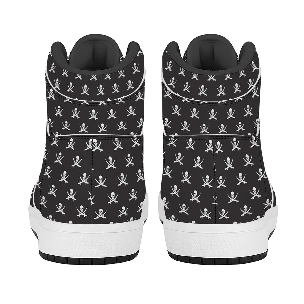 Pirate Skull Symbol Pattern Print High Top Leather Sneakers