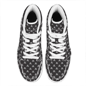 Pirate Skull Symbol Pattern Print High Top Leather Sneakers