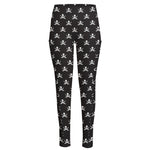 Pirate Skull Symbol Pattern Print High-Waisted Pocket Leggings