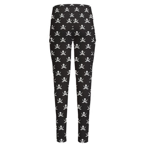 Pirate Skull Symbol Pattern Print High-Waisted Pocket Leggings