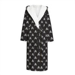 Pirate Skull Symbol Pattern Print Hooded Bathrobe