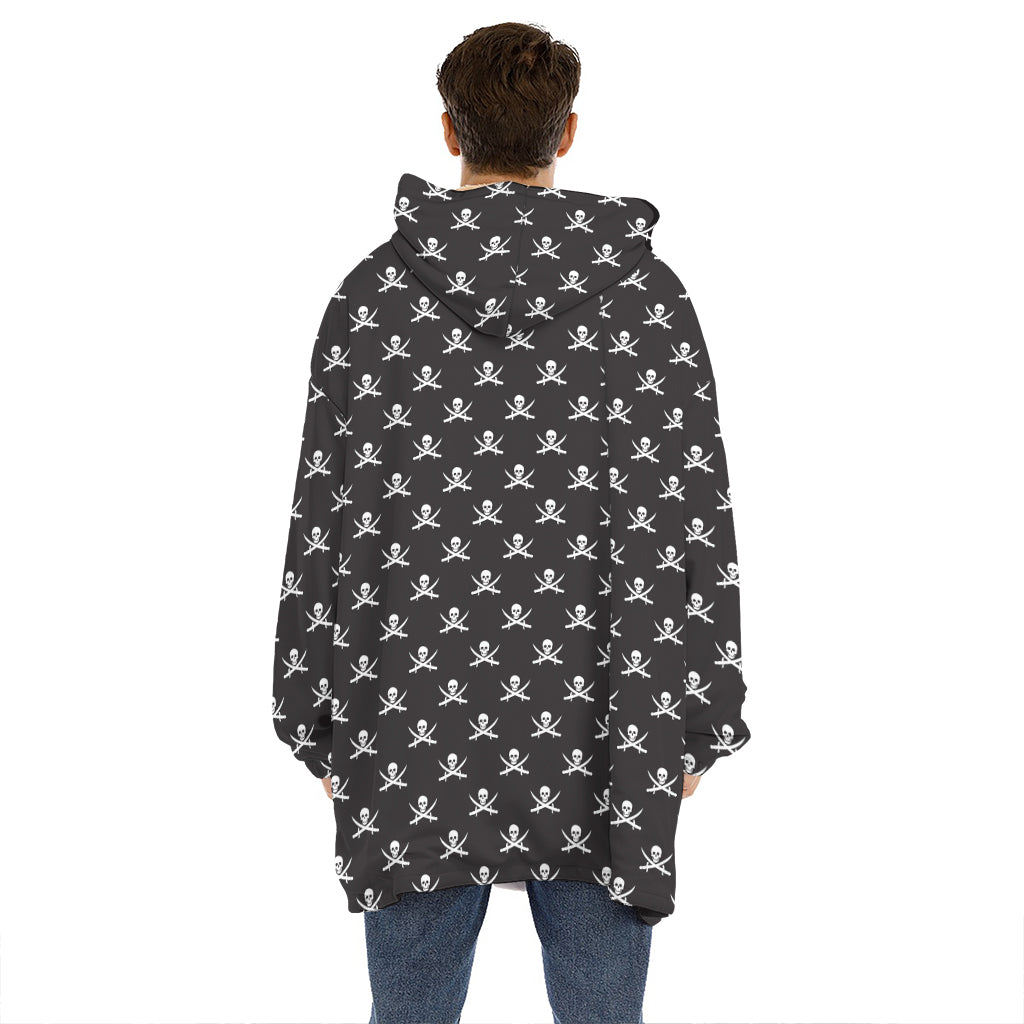 Pirate Skull Symbol Pattern Print Hoodie Blanket