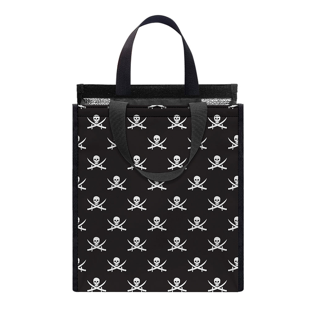 Pirate Skull Symbol Pattern Print Insulated Lunch Tote