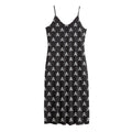 Pirate Skull Symbol Pattern Print Jersey Midi Cami Dress