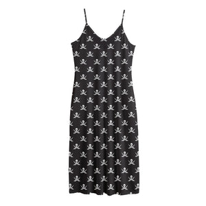 Pirate Skull Symbol Pattern Print Jersey Midi Cami Dress