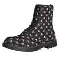 Pirate Skull Symbol Pattern Print Lace-Up Boots