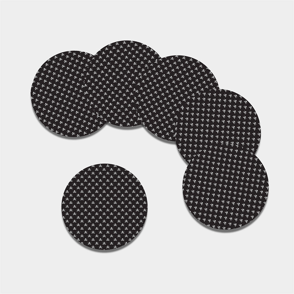 Pirate Skull Symbol Pattern Print Leather Coaster Set