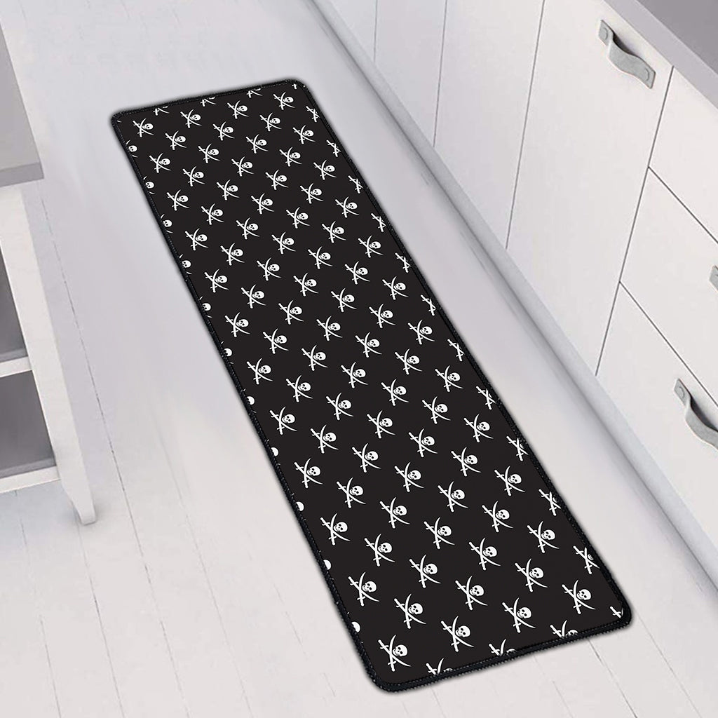 Pirate Skull Symbol Pattern Print Long Kitchen Mat